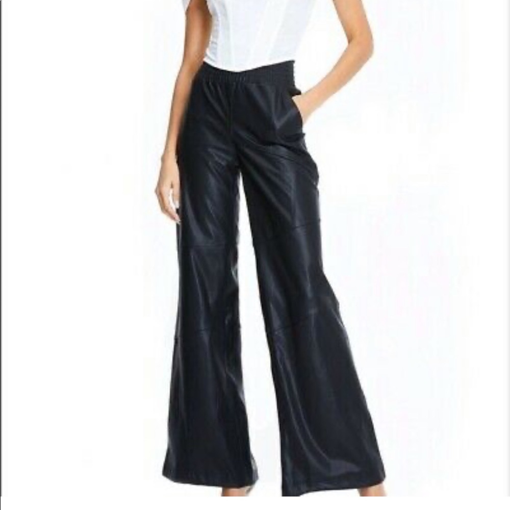 I AM GIA faux leather black wide leg pants